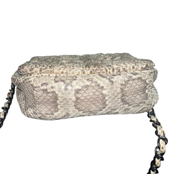 Inge Christopher Genuine Snakeskin Quilted Crossbody Bag Gunmetal Chain Luxury - Picture 4 of 13